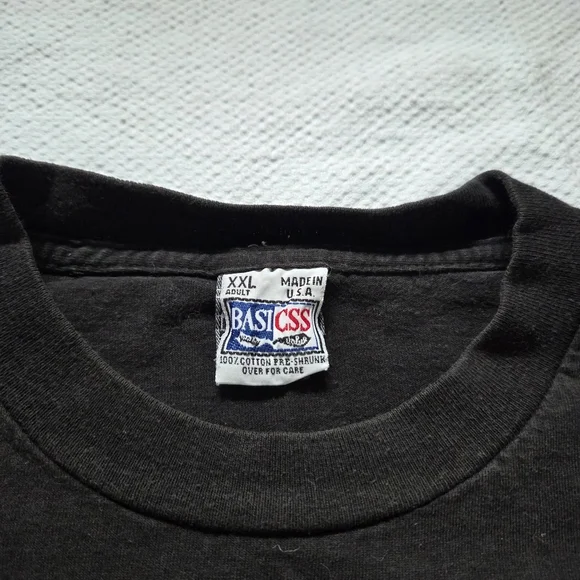 Basicss Black T-Shirt with Blue Houston Texas Skyline Graphic - Picture 3 of 4